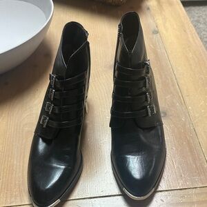 Michael Kors Black Ankle Boots with Silver Accents